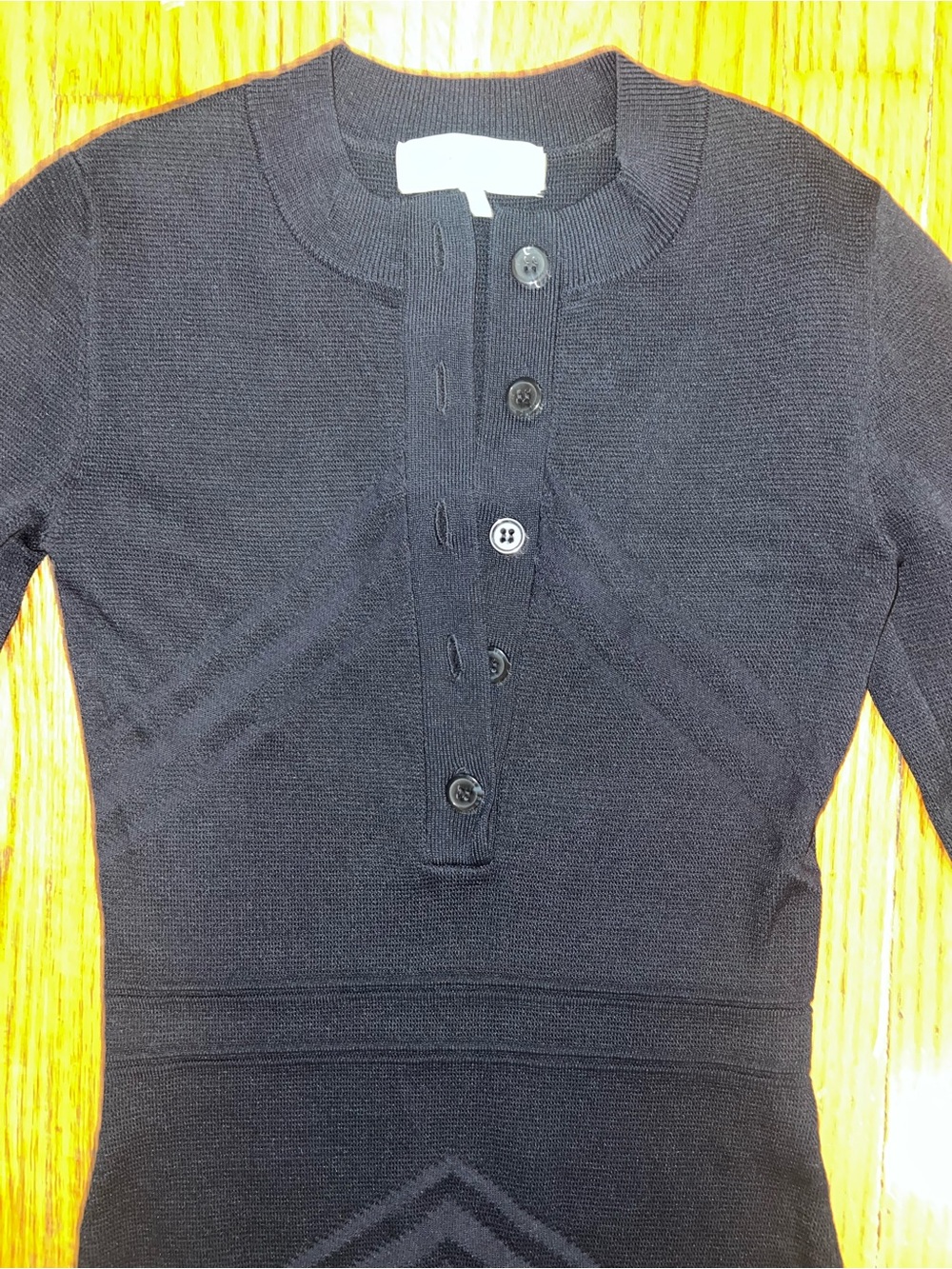 Reiss XS Dark Navy Knit Regan Bodycon Long Sleeve Button Frontr Midi Dress, sexy - Picture 4 of 9